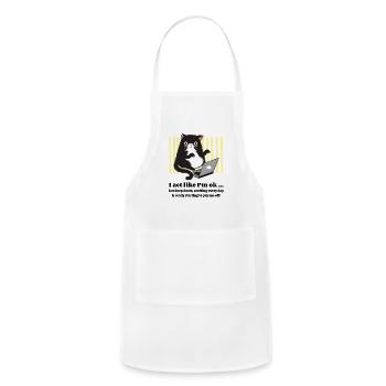 Curious Cat with Laptop ... work pissing me off - Adjustable Apron - white - Front - Julia (174cm)