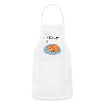 Lazy Day Cat Illustration - Adjustable Apron - white - Front - Julia (174cm)