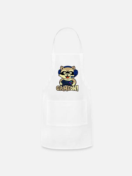 Gamer Raccoon Controller Pal - Adjustable Apron - white