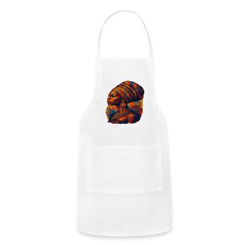 Spirit of Africa – Bold Afro Art Portrait - Adjustable Apron - white - Front - Julia (174cm)