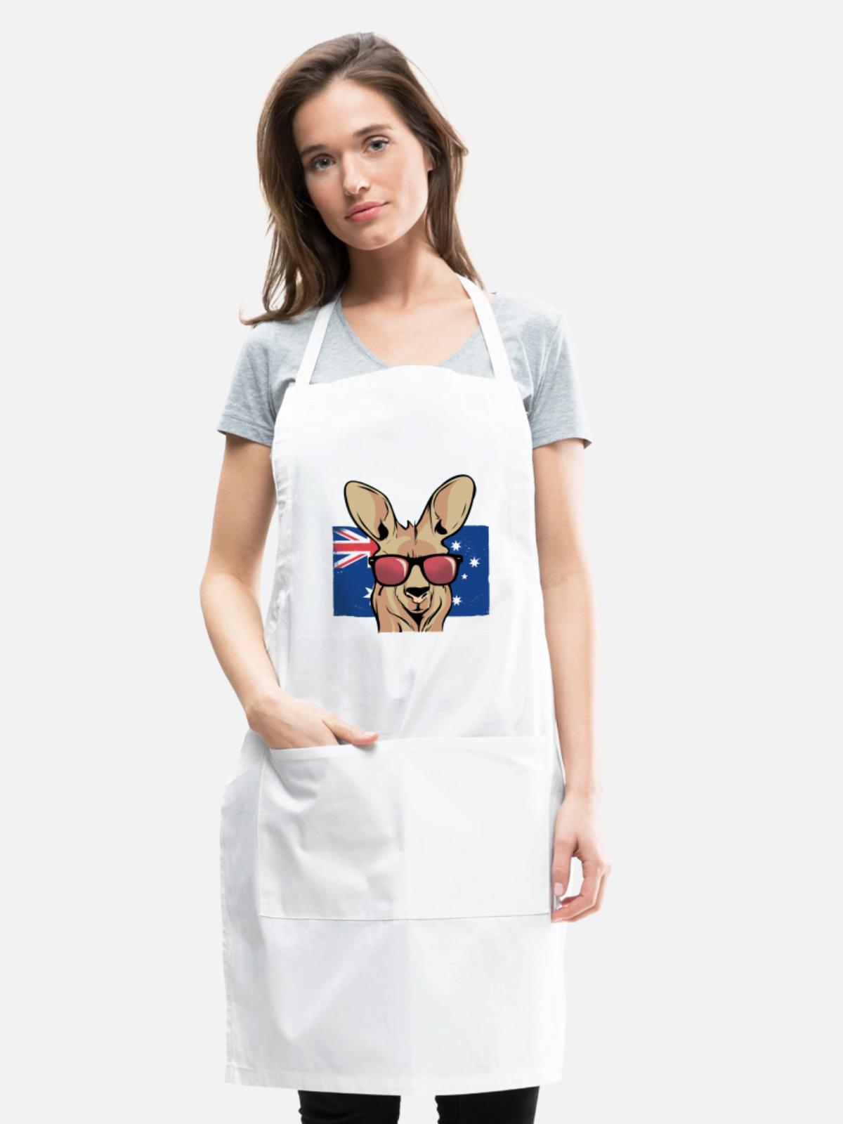 Aussie Kangaroo Sunglasses Flag - Adjustable Apron - white - Front - Julia (174cm)
