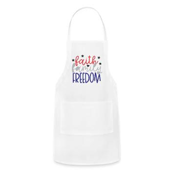 Faith Family Freedom Humor Motivational Motivate - Adjustable Apron - white - Front - Julia (174cm)