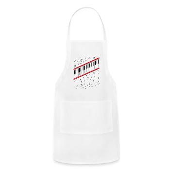 Crimson Piano Keys and Notes - Adjustable Apron - white - Front - Julia (174cm)