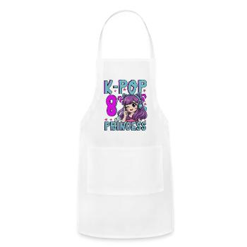 K-Pop 8 Princess Cartoon Tee - Adjustable Apron - white - Front - Julia (174cm)