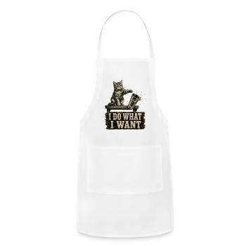 Cat Rebel: I Do What I Want - Adjustable Apron - white - Front - Julia (174cm)