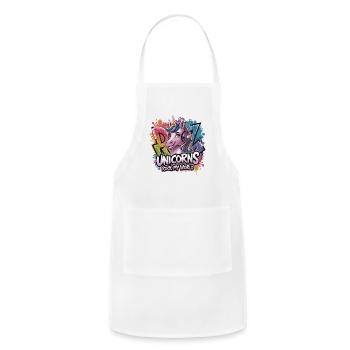  Unicorns Rock My World Rainbow Graffiti - Adjustable Apron - white - Front - Julia (174cm)