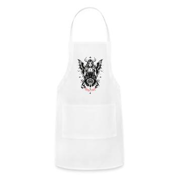 Horned Winged Goddess Wolf - Adjustable Apron - white - Front - Julia (174cm)