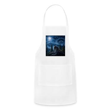 Moonlit Forest Raccoon Guardian - Adjustable Apron - white - Front - Julia (174cm)