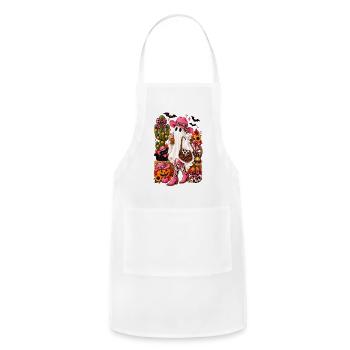 Halloween Ghost in Leopard Boots - Adjustable Apron - white - Front - Julia (174cm)