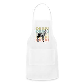 Okapi Vintage Design - Retro Text Overlay - Adjustable Apron - white - Front - Julia (174cm)