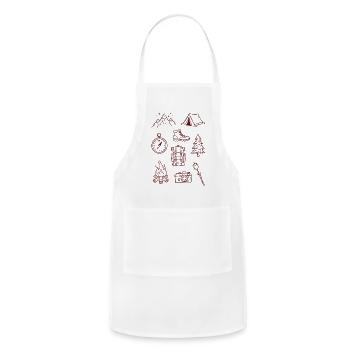 Adventure Enthusiast Camping Doodle Collage - Adjustable Apron - white - Front - Julia (174cm)