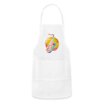 Saxophone Synthwave - Adjustable Apron - white - Front - Julia (174cm)