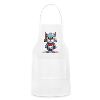 Grumpy Blue Cat Hero Cape - Adjustable Apron - white - Front - Julia (174cm)