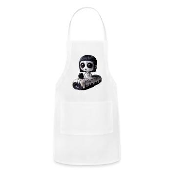 Gothic Porcelain Doll Cake – Dark Blackberry cake  - Adjustable Apron - white - Front - Julia (174cm)