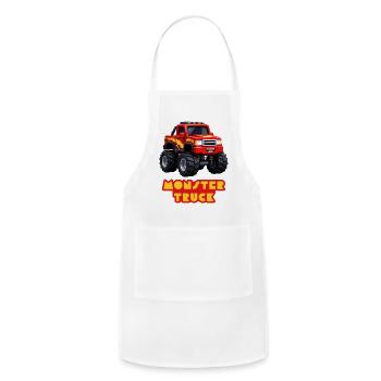 Pixel Monster Truck Flame Dash - Adjustable Apron - white - Front - Julia (174cm)