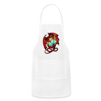 Red Dragon D20 Dice Emblem - Adjustable Apron - white - Front - Julia (174cm)