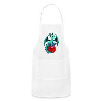 Dragon with D20 Dice - Adjustable Apron - white - Front - Julia (174cm)