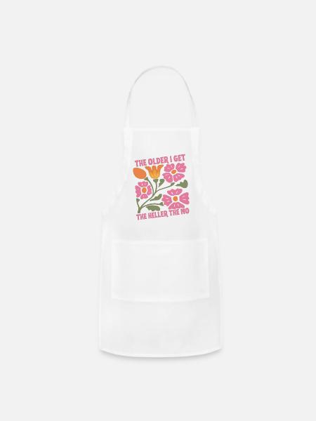 Older I Get Floral Quote - Adjustable Apron - white