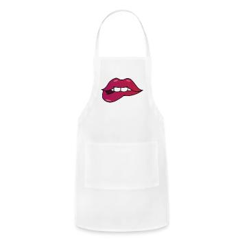 lips kiss mouth gift piercing love Valentin - Adjustable Apron - white - Front - Julia (174cm)