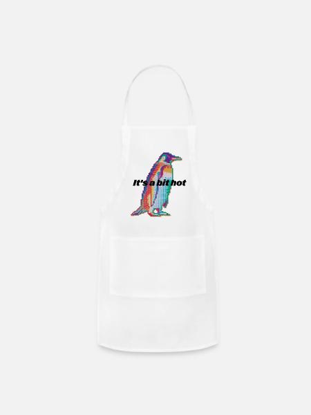 Glitch Pixel Penguin - Adjustable Apron - white
