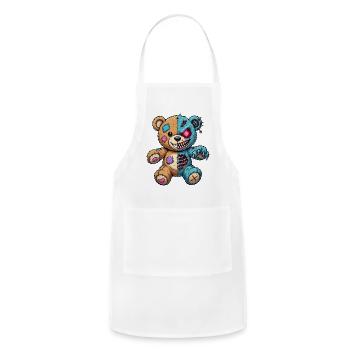 Split Plush Beast: Plush Meets Cyborg - Adjustable Apron - white - Front - Julia (174cm)