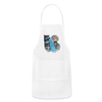 Three Wolves Full Moon – Wild Spirit Night - Adjustable Apron - white - Front - Julia (174cm)
