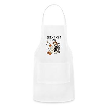 Scary cat lady Funny Halloween Haunt Mess Ghost - Adjustable Apron - white - Front - Julia (174cm)