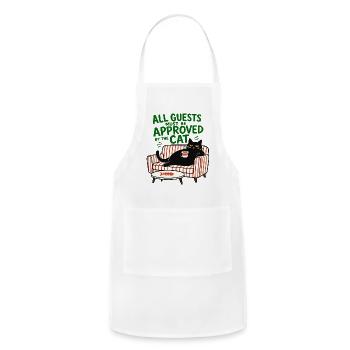 All Guests Must Be Approved By The Cat Funny Black - Adjustable Apron - white - Front - Julia (174cm)