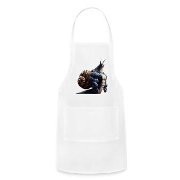 Muscular Bodybuilder Snail – Funny Buff Animal Art - Adjustable Apron - white - Front - Julia (174cm)