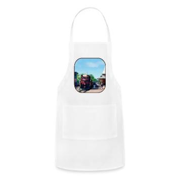 Catching the Train - Adjustable Apron - white - Front - Julia (174cm)