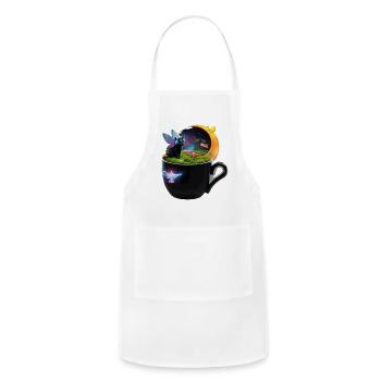 Moonlit Cup of Magic Cats - Adjustable Apron - white - Front - Julia (174cm)