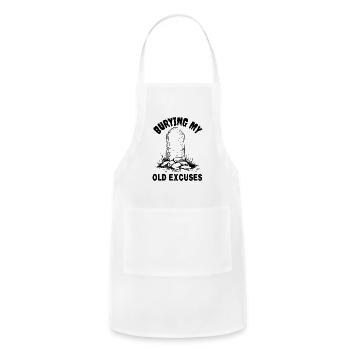 Burying My Old Excuses Tombstone Black Art - Adjustable Apron - white - Front - Julia (174cm)