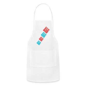 Diagonal Happy Word Stripe - Adjustable Apron - white - Front - Julia (174cm)