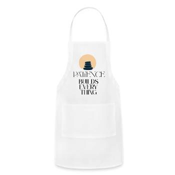 Patience Builds Everything-Zen Stones Minimal Icon - Adjustable Apron - white - Front - Julia (174cm)