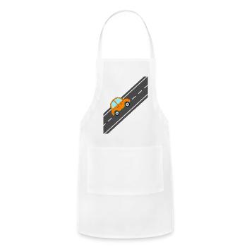 Orange Car on Diagonal Road - Adjustable Apron - white - Front - Julia (174cm)
