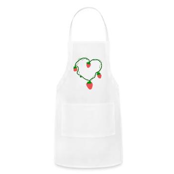 Strawberry Heart Vine Cute Romantic Fruit Botanic - Adjustable Apron - white - Front - Julia (174cm)