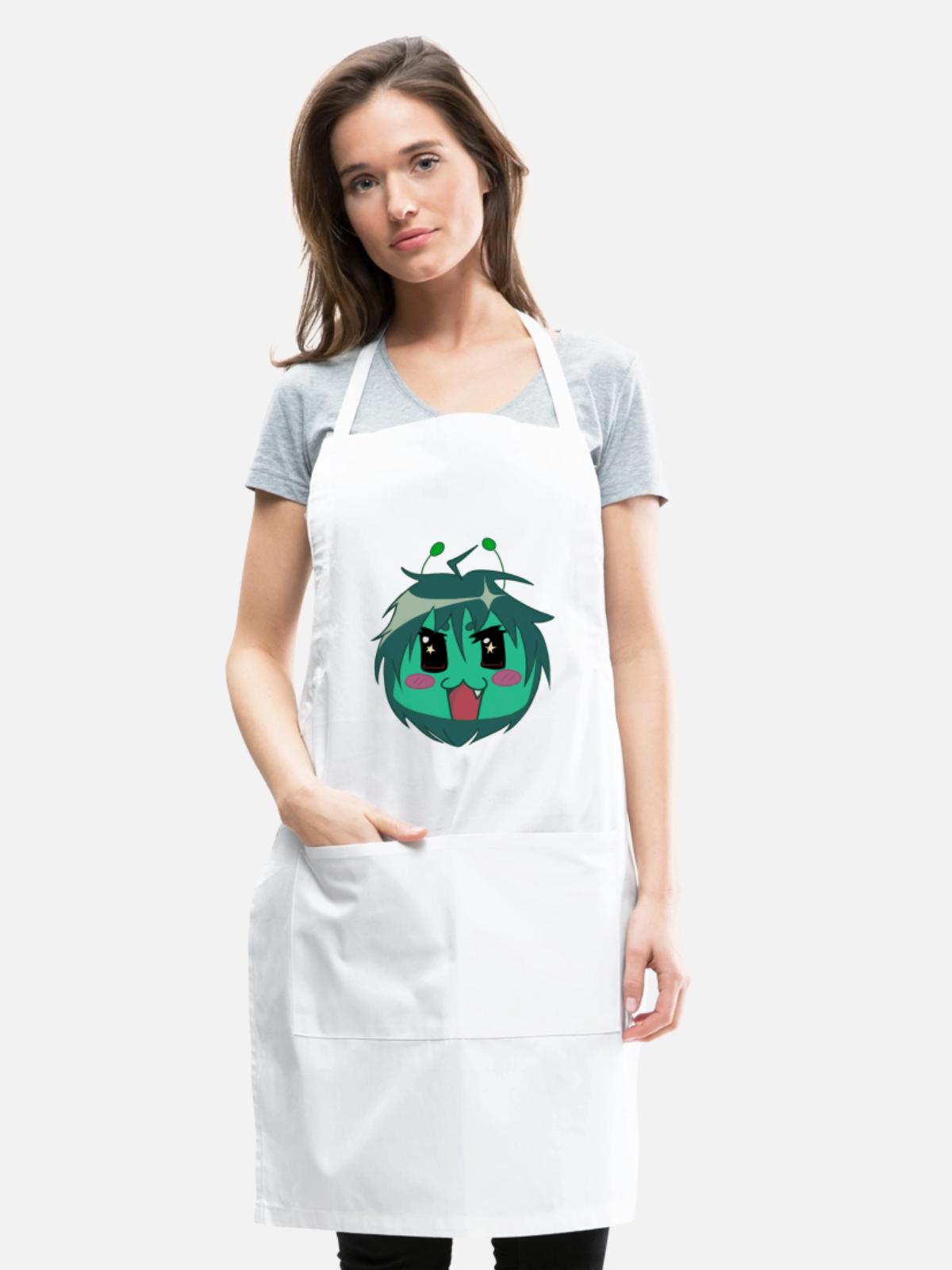 Cute alien anime style - Adjustable Apron - white - Front - Julia (174cm)