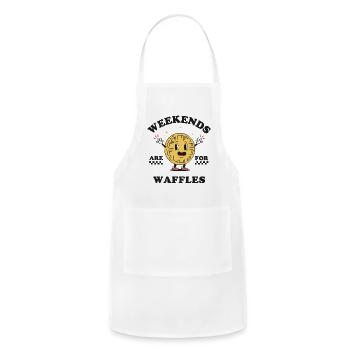 Weekends Are For Waffles - Adjustable Apron - white - Front - Julia (174cm)