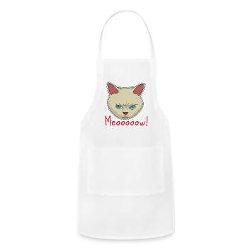 Assertive Cat Expression Design - Adjustable Apron - white - Front - Julia (174cm)