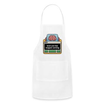 Funny Brain.exe Stopped Working Retro Tech Tee - Adjustable Apron - white - Front - Julia (174cm)