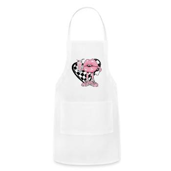 Pink Lip Pop Diner Heart - Adjustable Apron - white - Front - Julia (174cm)