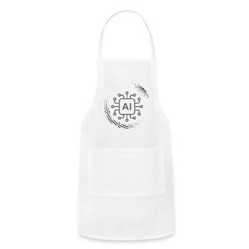 AI Circuit Glyph - Adjustable Apron - white - Front - Julia (174cm)