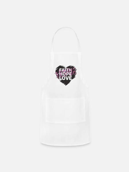 Faith Hope Love Yeshua Heart (Dark) - Adjustable Apron - white