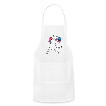 cat with boxing gloves - Adjustable Apron - white - Front - Julia (174cm)