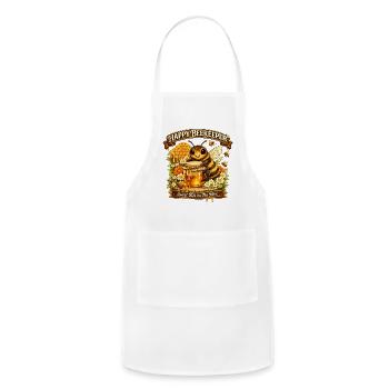 Cute Happy Beekeeper Honey Bee Vintage Design - Adjustable Apron - white - Front - Julia (174cm)