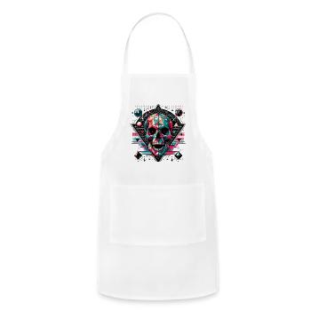 Geometric Neon Skull Art - Adjustable Apron - white - Front - Julia (174cm)