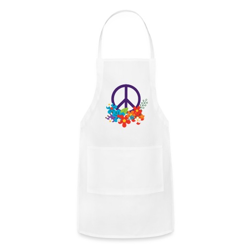 Hippie Peace Design With Flowers - Adjustable Apron