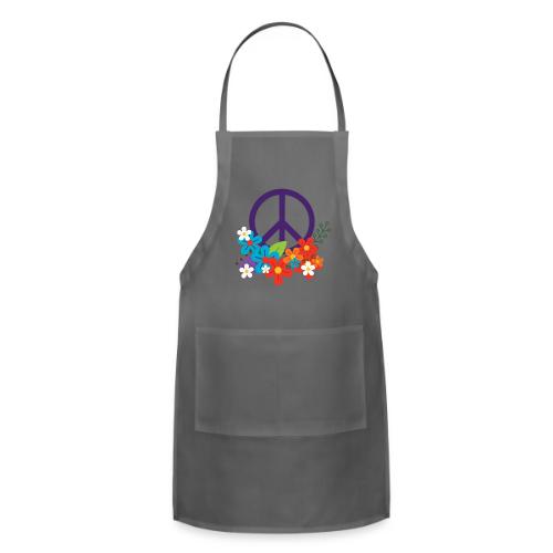 Hippie Peace Design With Flowers - Adjustable Apron