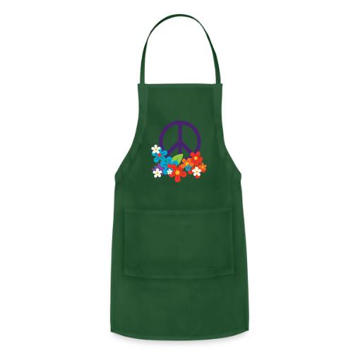 Hippie Peace Design With Flowers - Adjustable Apron