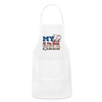 Baseball Mom My Heart Is On That Field Game Day - Adjustable Apron - white - Front - Julia (174cm)